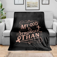 Christian Faith Peach Ribbon Throw Blanket My God Is Stronger Than Endometrial Cancer