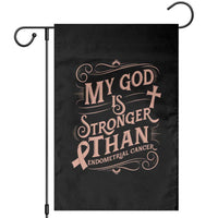 Christian Faith Peach Ribbon Garden Flag My God Is Stronger Than Endometrial Cancer
