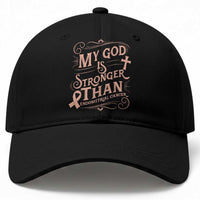 Christian Faith Peach Ribbon Baseball Cap My God Is Stronger Than Endometrial Cancer