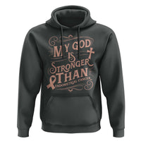Christian Faith Peach Ribbon Hoodie My God Is Stronger Than Endometrial Cancer