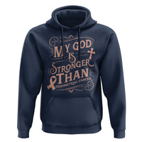 Christian Faith Peach Ribbon Hoodie My God Is Stronger Than Endometrial Cancer