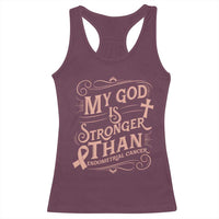 Christian Faith Peach Ribbon Racerback Tank Top My God Is Stronger Than Endometrial Cancer