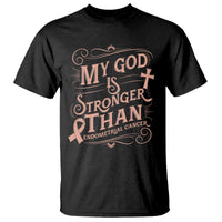 Christian Faith Peach Ribbon T Shirt My God Is Stronger Than Endometrial Cancer