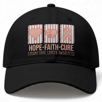 Endometrial Cancer Awareness Baseball Cap Hope Faith Cure Peach Ribbon