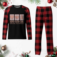 Endometrial Cancer Awareness Plaid Pajama Set Hope Faith Cure Peach Ribbon