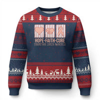 Endometrial Cancer Awareness Ugly Christmas Sweater Hope Faith Cure Peach Ribbon