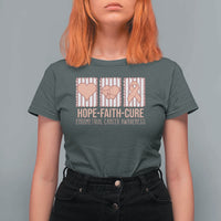 Endometrial Cancer Awareness T Shirt For Women Hope Faith Cure Peach Ribbon