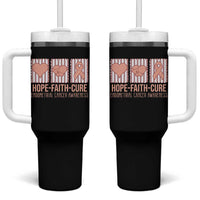 Endometrial Cancer Awareness Tumbler With Handle Hope Faith Cure Peach Ribbon