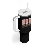 Endometrial Cancer Awareness Tumbler With Handle Hope Faith Cure Peach Ribbon
