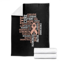 Endometrial Cancer Awareness Throw Blanket Warrior Survivor Peach Ribbon
