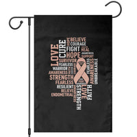 Endometrial Cancer Awareness Garden Flag Warrior Survivor Peach Ribbon