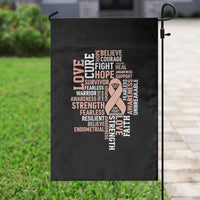 Endometrial Cancer Awareness Garden Flag Warrior Survivor Peach Ribbon