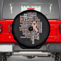 Endometrial Cancer Awareness Spare Tire Cover Warrior Survivor Peach Ribbon