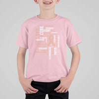 Endometrial Cancer Awareness T Shirt For Kid Warrior Survivor Peach Ribbon