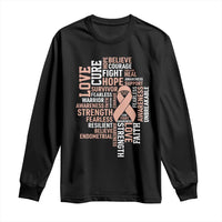 Endometrial Cancer Awareness Long Sleeve Shirt Warrior Survivor Peach Ribbon