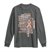 Endometrial Cancer Awareness Long Sleeve Shirt Warrior Survivor Peach Ribbon