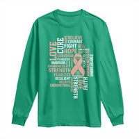 Endometrial Cancer Awareness Long Sleeve Shirt Warrior Survivor Peach Ribbon