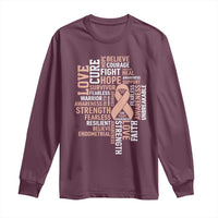 Endometrial Cancer Awareness Long Sleeve Shirt Warrior Survivor Peach Ribbon