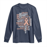 Endometrial Cancer Awareness Long Sleeve Shirt Warrior Survivor Peach Ribbon
