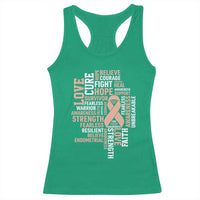 Endometrial Cancer Awareness Racerback Tank Top Warrior Survivor Peach Ribbon