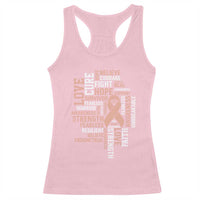 Endometrial Cancer Awareness Racerback Tank Top Warrior Survivor Peach Ribbon