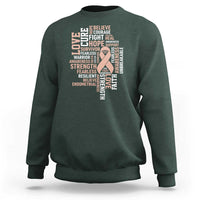 Endometrial Cancer Awareness Sweatshirt Warrior Survivor Peach Ribbon