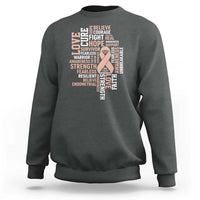Endometrial Cancer Awareness Sweatshirt Warrior Survivor Peach Ribbon