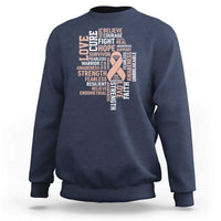 Endometrial Cancer Awareness Sweatshirt Warrior Survivor Peach Ribbon