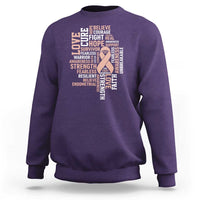 Endometrial Cancer Awareness Sweatshirt Warrior Survivor Peach Ribbon