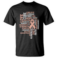 Endometrial Cancer Awareness T Shirt Warrior Survivor Peach Ribbon