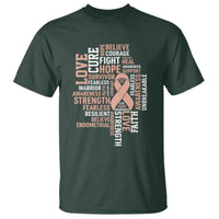 Endometrial Cancer Awareness T Shirt Warrior Survivor Peach Ribbon