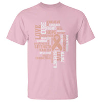 Endometrial Cancer Awareness T Shirt Warrior Survivor Peach Ribbon