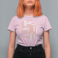 Endometrial Cancer Awareness T Shirt For Women Warrior Survivor Peach Ribbon