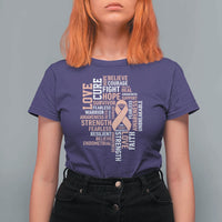 Endometrial Cancer Awareness T Shirt For Women Warrior Survivor Peach Ribbon