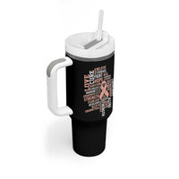 Endometrial Cancer Awareness Tumbler With Handle Warrior Survivor Peach Ribbon