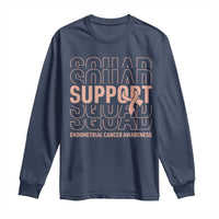 Endometrial Cancer Awareness Long Sleeve Shirt Support Squad Ribbon Warrior