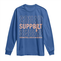 Endometrial Cancer Awareness Long Sleeve Shirt Support Squad Ribbon Warrior