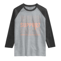 Endometrial Cancer Awareness Raglan Shirt Support Squad Ribbon Warrior