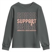 Endometrial Cancer Awareness Youth Sweatshirt Support Squad Ribbon Warrior