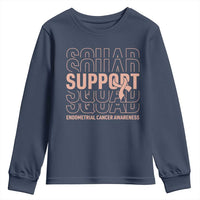 Endometrial Cancer Awareness Youth Sweatshirt Support Squad Ribbon Warrior