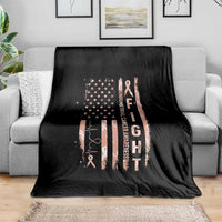 American Flag Endometrial Cancer Throw Blanket Fight Together Peach Ribbon Support Squad