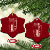 American Flag Endometrial Cancer Ceramic Ornament Fight Together Peach Ribbon Support Squad