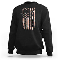 American Flag Endometrial Cancer Sweatshirt Fight Together Peach Ribbon Support Squad