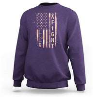 American Flag Endometrial Cancer Sweatshirt Fight Together Peach Ribbon Support Squad