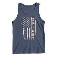 American Flag Endometrial Cancer Tank Top Fight Together Peach Ribbon Support Squad