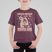 Strong Girl Endometrial Cancer T Shirt For Kid Cancer Messed With The Wrong Girl