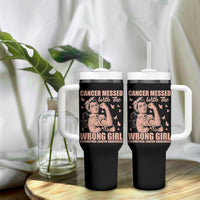 Strong Girl Endometrial Cancer Tumbler With Handle Cancer Messed With The Wrong Girl