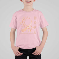 Peach Dragonfly Endometrial Cancer T Shirt For Kid Hope And Strength