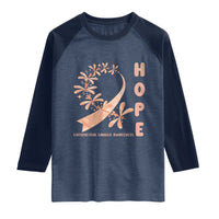Peach Dragonfly Endometrial Cancer Raglan Shirt Hope And Strength
