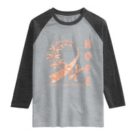 Peach Dragonfly Endometrial Cancer Raglan Shirt Hope And Strength